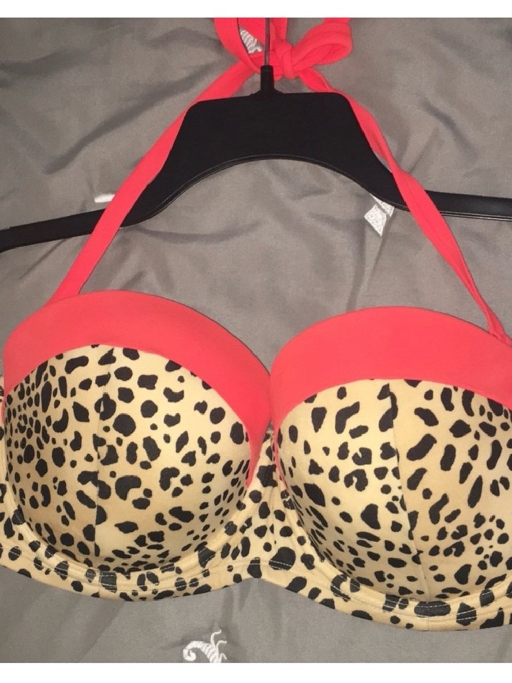 Victoria's Secret Leopard Print Bra with Coral Trim